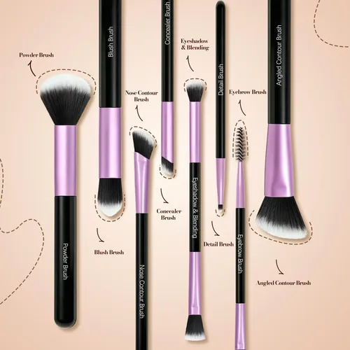 Set De Brochas Para Maquillaje Soyok 10 Piezas Morado