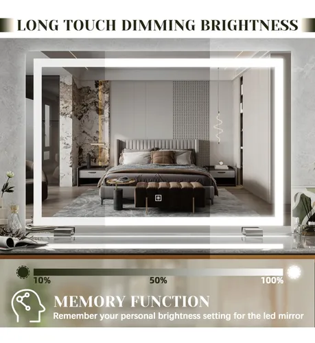 Espejo De Vanidad Con Luz Led Rolove 81x56cm Blanco