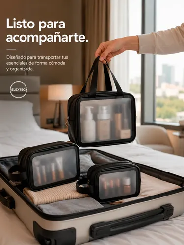 Set De 3 Neceseres Portacosméticos Impermeables Multiuso