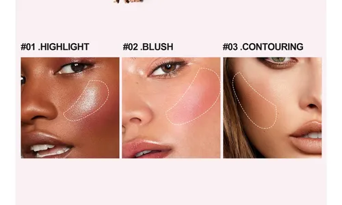 Set Maquillaje 3 En1 Colorete En Polvo Y Contorno Iluminador