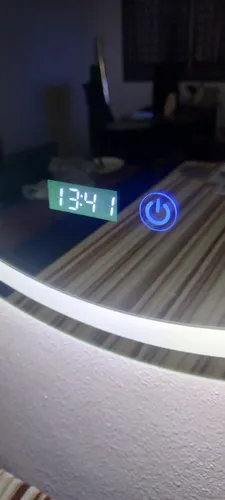 Espejo Led Redondo 80cm Reloj Hora Temperatura
