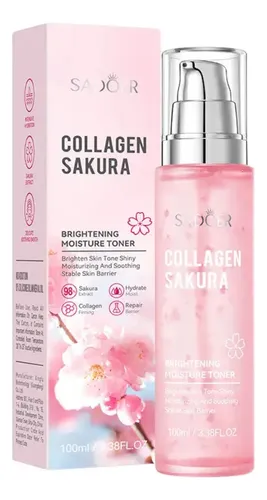 Tónico Hidratante Iluminador Colágeno Sakura Sadoer 100ml Todo Tipo De Piel Día/noche