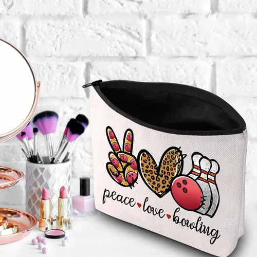 Bolso De Maquillaje Cosmético Wzmpa Bowling Paz Amor Bola De