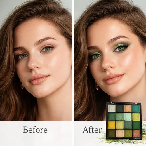 Paleta De Sombras K’apeine Green 16 Colores Mate Y Glitter