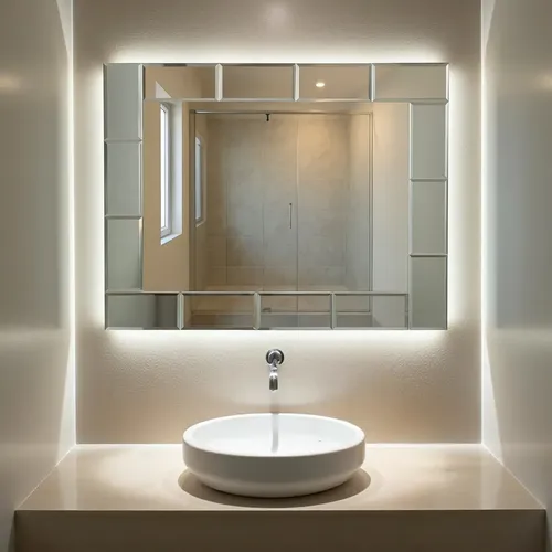 Led Espejo De Pared Biselado Baño Luz 68×53 Rectangular Lujo