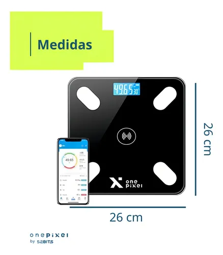 L Báscula Digital One Pixel Vidrio Bluetooth App 180kg L
