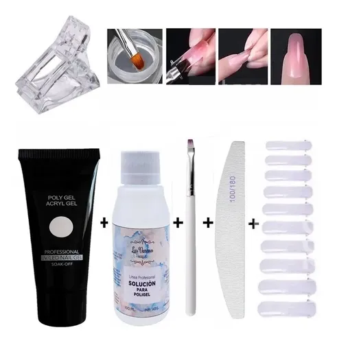 Kit Para Polygel Pincel Solucion Capsula Dual Completo