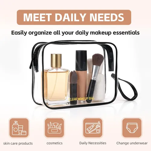 Bolsa De Maquillaje Icaramsy Clear, Paquete De 2 Bolsas De A