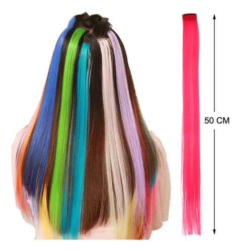 ) Extensiones De Cabello Coloreado De 20 Pulgadas Con Clip (