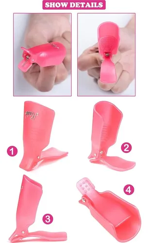 Clip Para Remover Esmalte Uñas Akoak 10 Pcs Acrílico Rosa