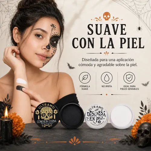 Kit 2 Maquillaje Blanco Negra Pinturas Para La Cara Ultramo
