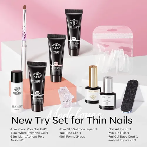 Kit Polygel Para Uñas Modelones 3 Colores Con Moldes Y