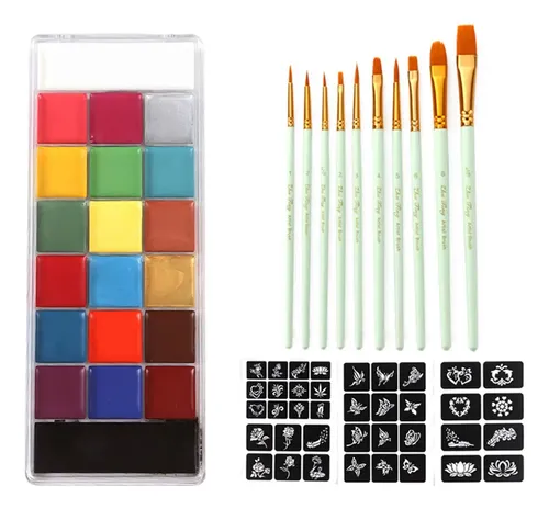 20 Colores Cara Cuerpo Pintura Paletas Halloween Verde