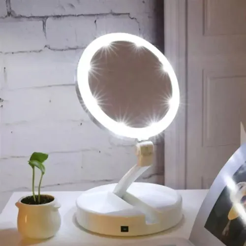 Espejo Redondo Maquillaje My Fold Jin Luz LED Táctil USB Portátil x10
