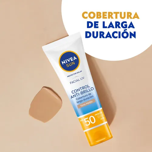 Protector solar facial NIVEA SUN Control Brillo Tono Medio FPS50+ 50ml
