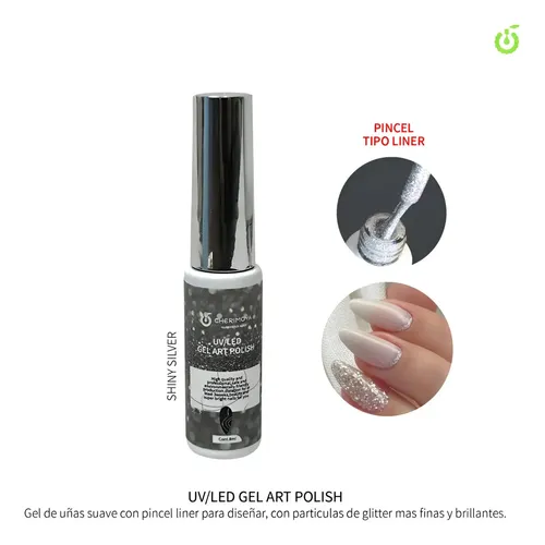 Gel Art Polish Semi Decoracion Liner Uv/led Cherimoya 8ml Color Plateado
