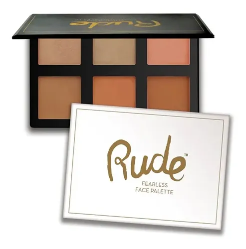 Paleta Contorno Rubor Iluminador Fearless Face Palette Rude Cosmetics 6 Tonos