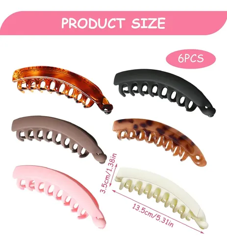 6 Pcs Tipo Banana Para Mujer De Plástico Con Sujeción Fuerte