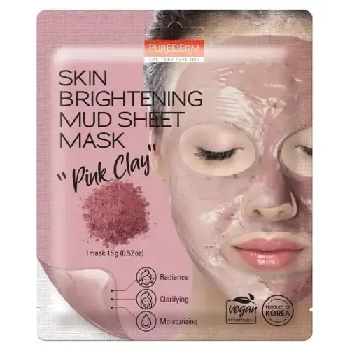 Mascara Purederm Skin Brightening Mud Sheet Mask Pink Clay Tipo De Piel Todo Tipo De Piel