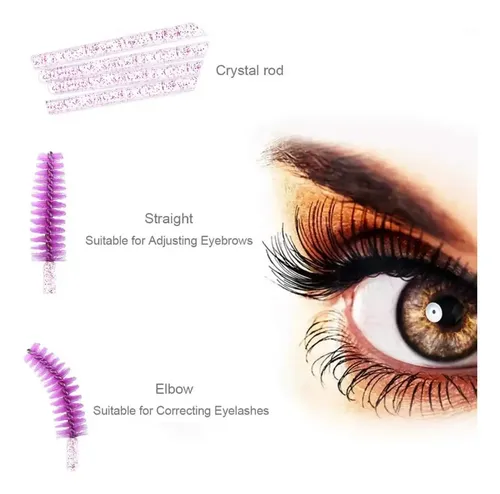 Cepillos Peine X50uni Glitter Para Pestañas Y Cejas Pack X6
