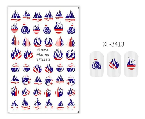 2 Nuevas Pegatinas De Arte De Uñas Con Bandera Americana