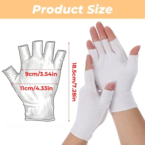 Guantes Sin Dedos Algodón Blanco Hidratantes Para Manos Sec