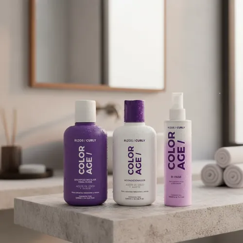 Shampoo Acondicionador Y Bifasico Rulos Pelo Seco Color Age