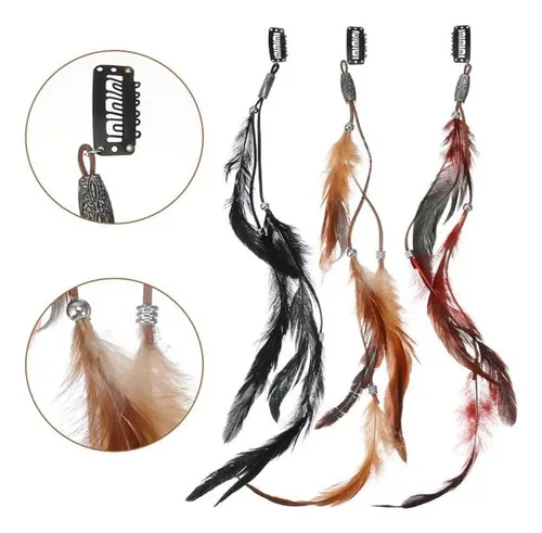 3 Pinzas Para El Pelo Con Forma De Plumas, Extensiones De Ca