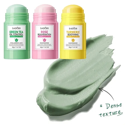 Juego De Mascarillas De Arcilla De Cúrcuma Y Té Verde, 3 Uni