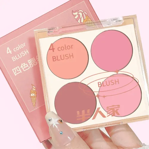 Paleta De Rubores Mate Durazno Nude 4 Colores Para Contorno