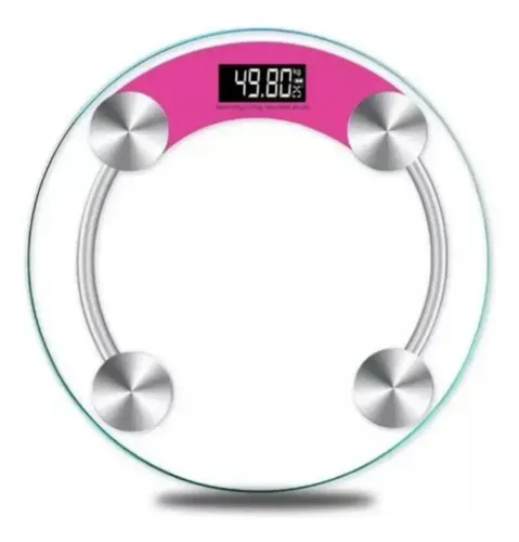 Balanza Digital De Baño Vidrio Y Metal 180kg Color Rosa Chicle