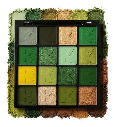 Paleta De Sombras K’apeine Green 16 Colores Mate Y Glitter