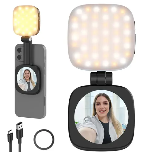 Luz Magnética Para Selfies Neewer Basics Nl48b Espejo Hd Conector Usb-c Con 700lux (cri 95)