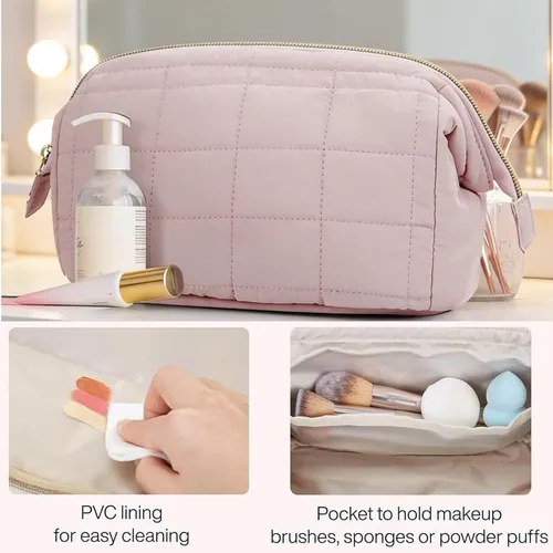 Bolsa De Maquillaje De Viaje, Algodón Acolchado, Neceser