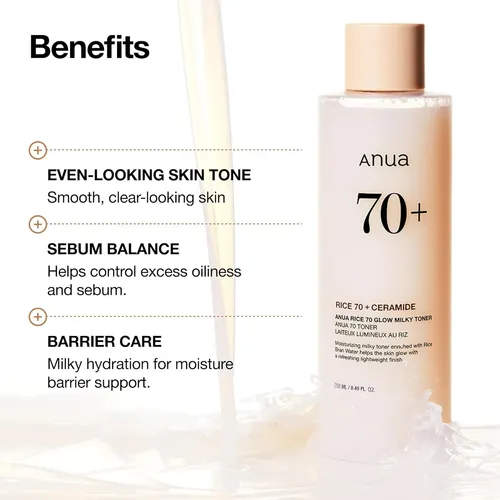 Anua Rice 70 Glow Milky Toner 250ml Tónico Facial Hidratante