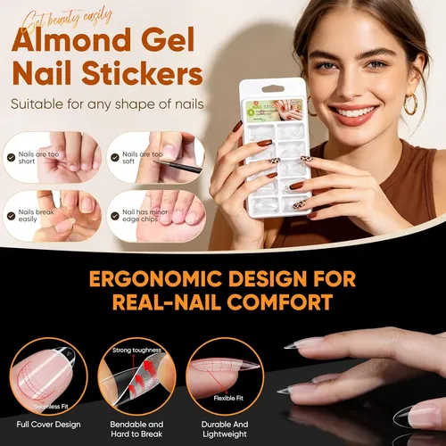 Kit Gel Uñas 30 Colores Uv Tips Almendra Base Top Coat