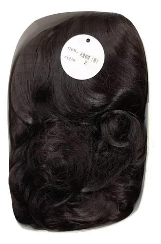 Peluca 40cm Con Flequillo Simil Natural Ondulada