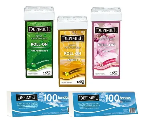 Cera Depilatoria Roll On Descartable Depimiel X3 +200 Bandas