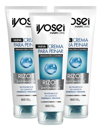 Crema Para Peinar Rulos Rizos Definidos Iyosei X150ml X3