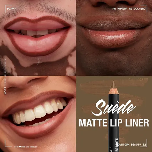 Lápiz Delineador Mate Nyx Suede Para Labios Downtown Brown