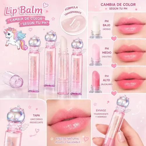 Bálsamo Labial Mágico Unicornio Tei Cambia De Color Según Ph