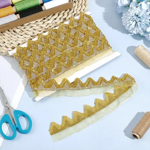Cinta Triangular De Poliéster Con Cuentas De Semillas Y Enca Goldenrod Triángulo