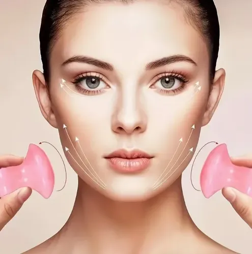 Herramienta Gua Sha En Forma De Hongo De Cuarzo Rosa Natural