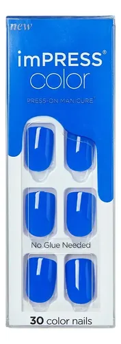 Uñas Postizas Bliss | Impress Color Press-on Nails Adhesivas Color Azul Francia Summertime