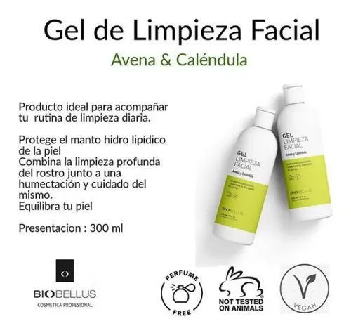 Gel Limpieza Facial Avena Calendula Vegan 300ml Biobellus