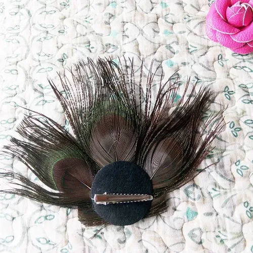 Tocado Con Forma De Pluma De Pavo Real Para Novia, Horquilla