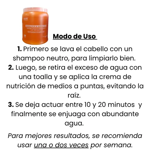 Baño De Crema Maracuyá Y Keratina 1kg Hidratación Reparación