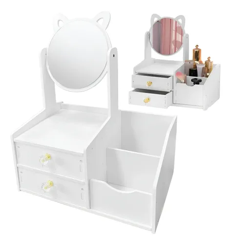 Organizador De Maquillaje Con Espejo Joyero Multifuncional