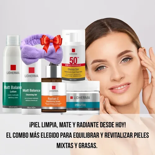 Rutina Facial Skincare Piel Mixta Grasa Lidherma Hialuronico