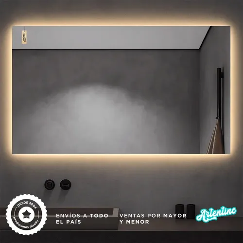 Espejo Luz Led Baño 80×60 Rectangular Moderno Listo Colgar